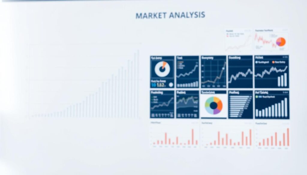 A detailed market analysis diagram, rendered in a clean, minimalist style. The foreground features a central graph or chart, with lines, bars, and data points conveying key market insights. The midground shows a grid of secondary visualizations, such as pie charts, line graphs, and scatter plots, providing additional layers of analysis. The background is a simple, softly blurred gradient, allowing the data visualizations to take center stage. The lighting is soft and even, with a slight ambient glow, creating a sense of clarity and focus. The overall tone is professional, informative, and visually striking, suitable for illustrating the "Wprowadzenie do tematyki rozwoju" section of the article.